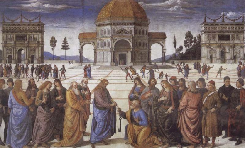 Pietro Perugino Christ giving the Keys to St.Peter oil painting picture